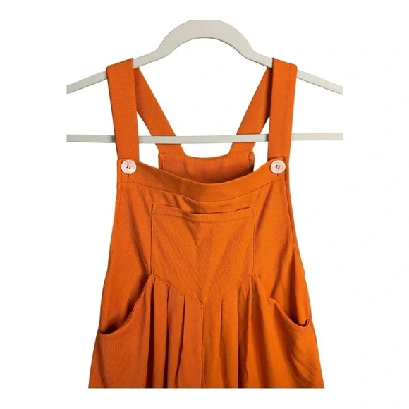 Halara Adjustable Strap Button Front Waffle Casual Overalls in Apricot Orange XS - Picture 7 of 11